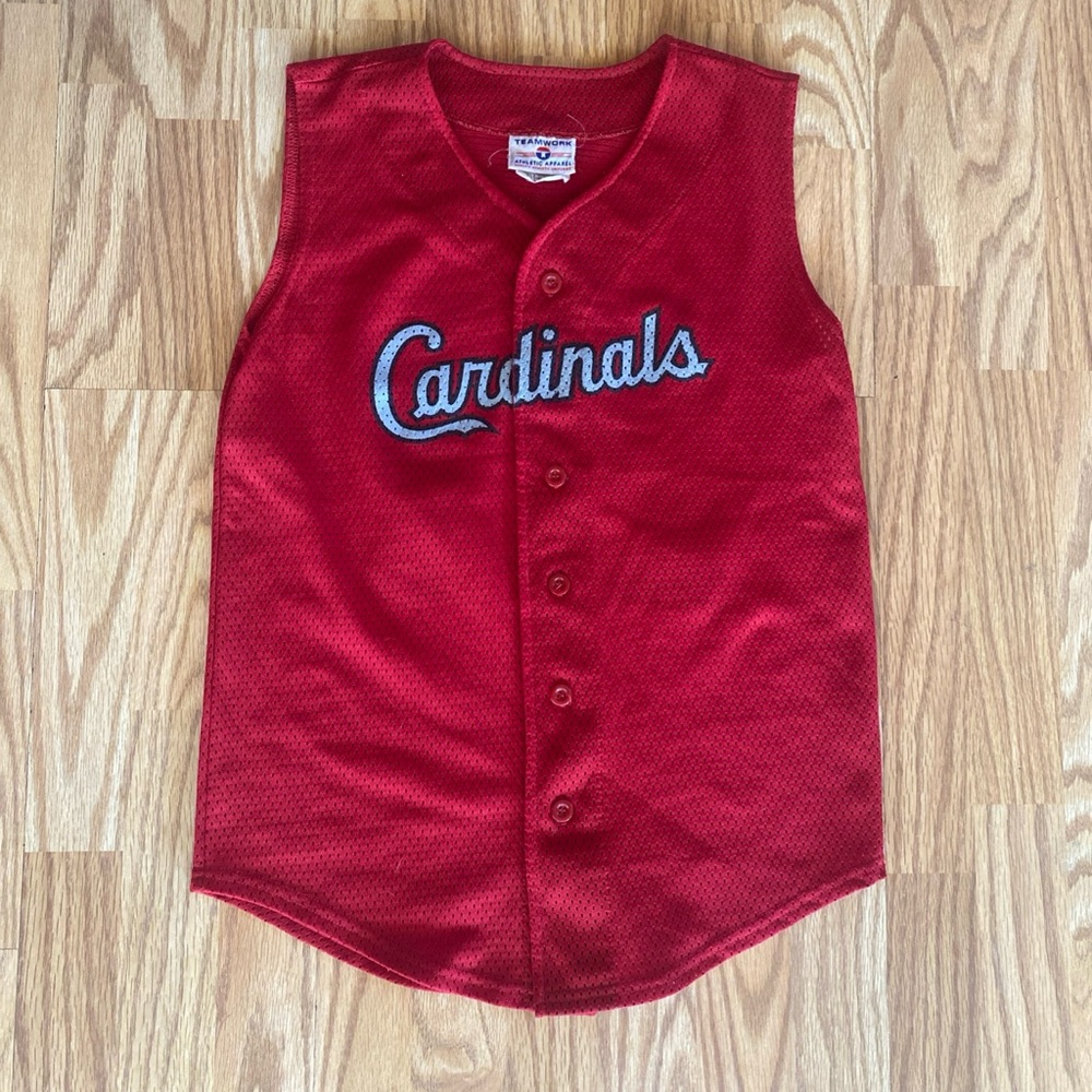 Vintage Cardinals Jersey Sleeveless Size Large Red Made In USA LeMay 21